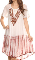 Sakkas Francea Mid Length Caftan Embroidered Cap Sleeves Dress / Cover Up#color_Taupe