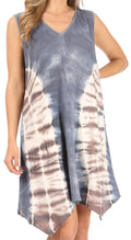 Sakkas Lunna Women's Casual Sleeveless Hi-low V-neck Knit Tie-dye Dress Cover-up#color_GreyBrown