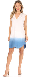 Sakkas Andrea Women's Casual Summer Cover-up Sleeveless Hoodie Dress Knit Tie-dye