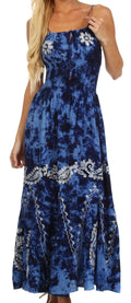 Sakkas Ariel Embroidered Batik Dress#color_Navy/Blue