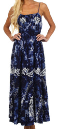 Sakkas Ariel Embroidered Batik Dress#color_Navy/White