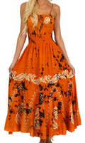 Sakkas Ariel Embroidered Batik Dress#color_Orange