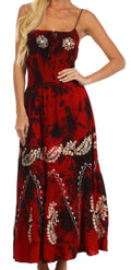 Sakkas Ariel Embroidered Batik Dress#color_Red