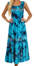 Sakkas Jamilah Gypsy Boho Peasant Batik Dress#color_OceanBlue