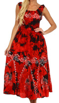 Sakkas Jamilah Gypsy Boho Peasant Batik Dress#color_Orange