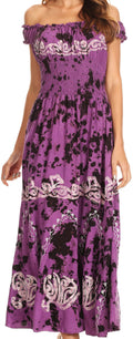 Sakkas Jamilah Gypsy Boho Peasant Batik Dress#color_Purple