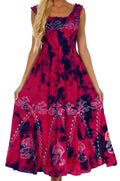 Sakkas Jamilah Gypsy Boho Peasant Batik Dress#color_Raspberry