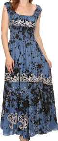 Sakkas Jamilah Gypsy Boho Peasant Batik Dress#color_RoyalBlue