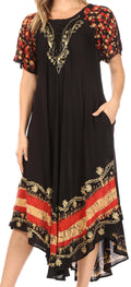 Sakkas Sara Batik CaftanTank Dress / Cover Up#color_Black/Red