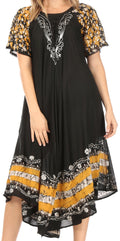 Sakkas Sara Batik CaftanTank Dress / Cover Up#color_Black/Yellow