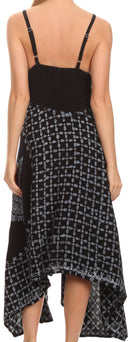Sakkas Shana Batik Embroidered Handkerchief Hem Adjustable Halter Dress
