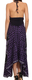 Sakkas Shana Batik Embroidered Handkerchief Hem Adjustable Halter Dress
