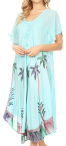 Sakkas Kai Palm Tree Caftan Tank Dress / Cover Up
