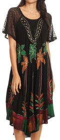Sakkas Kai Palm Tree Caftan Tank Dress / Cover Up#color_Black
