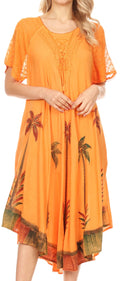 Sakkas Kai Palm Tree Caftan Tank Dress / Cover Up#color_Copper