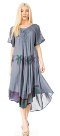 Sakkas Kai Palm Tree Caftan Tank Dress / Cover Up#color_DarkGrey