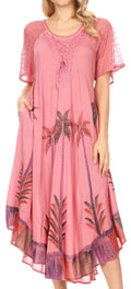 Sakkas Kai Palm Tree Caftan Tank Dress / Cover Up#color_DustyRose