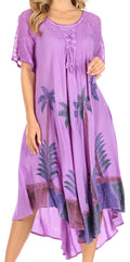 Sakkas Kai Palm Tree Caftan Tank Dress / Cover Up#color_Lavender
