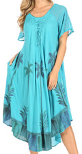 Sakkas Kai Palm Tree Caftan Tank Dress / Cover Up#color_Mint