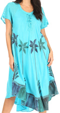 Sakkas Kai Palm Tree Caftan Tank Dress / Cover Up#color_Turquoise