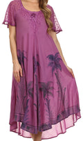 Sakkas Kai Palm Tree Caftan Tank Dress / Cover Up#color_Violet