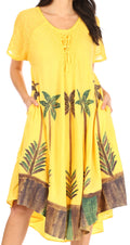 Sakkas Kai Palm Tree Caftan Tank Dress / Cover Up#color_Yellow