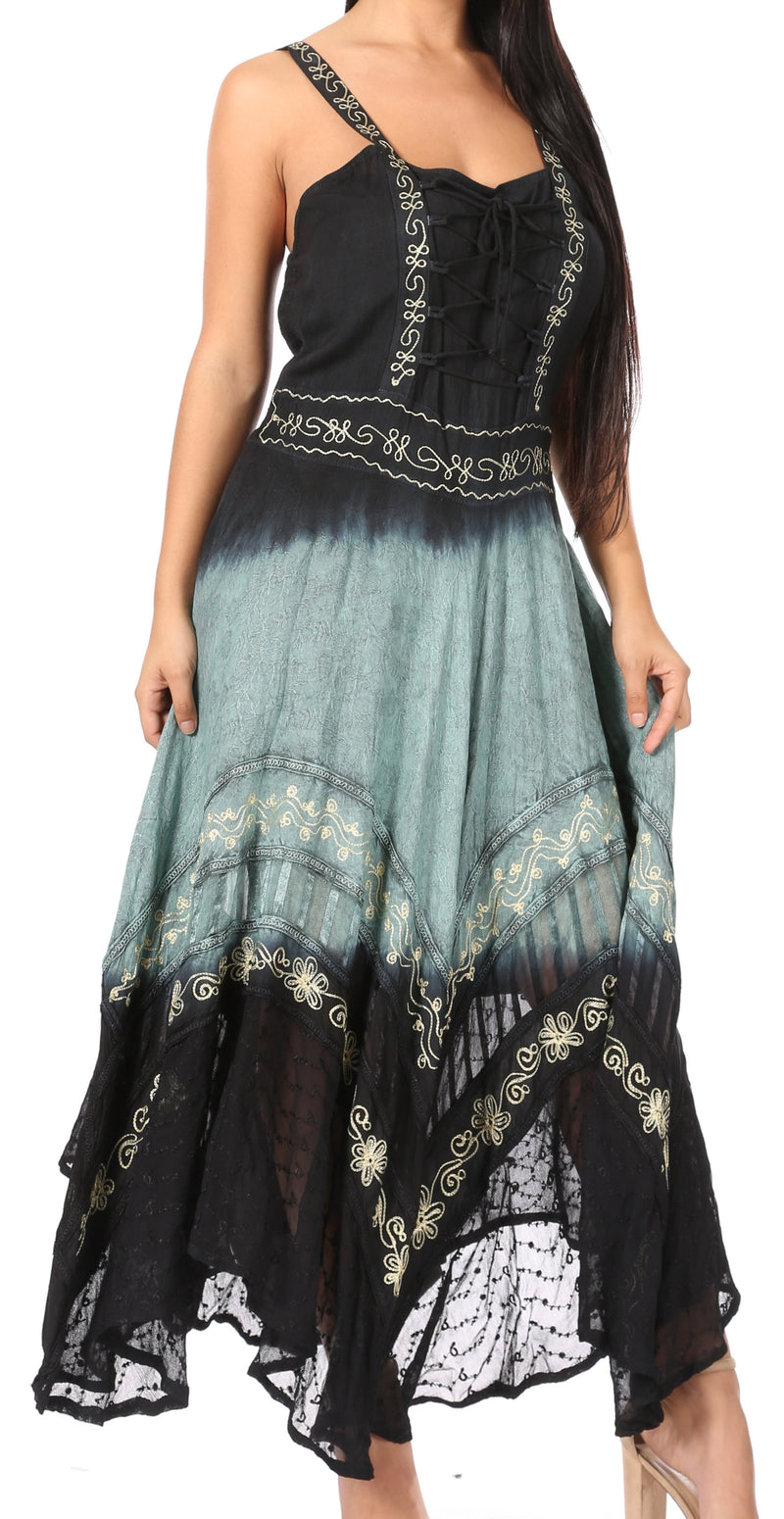 Sakkas Shauna Women's Sleeveless Long Maxi Corset Casual Summer Dress Adjustable