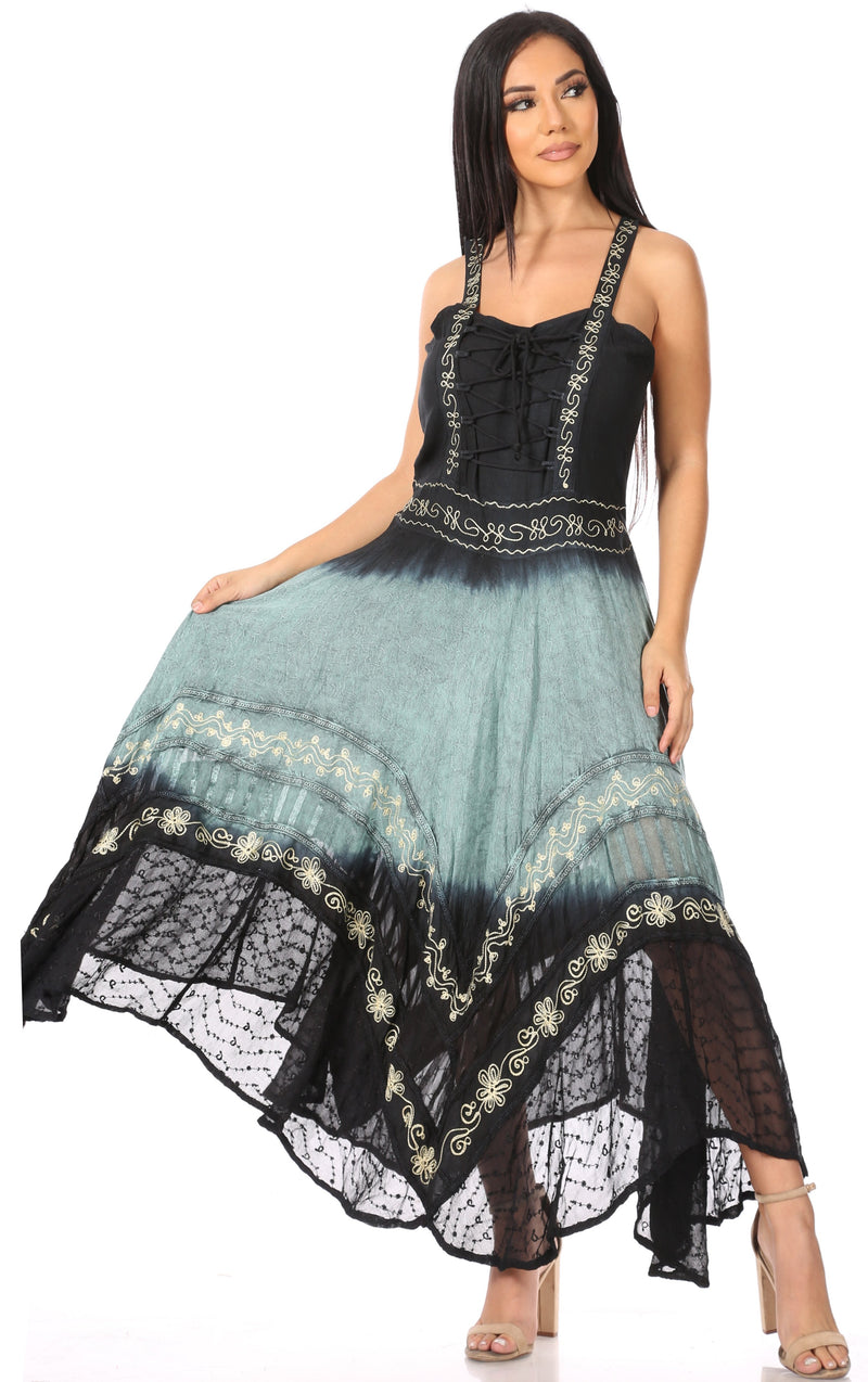 Sakkas Shauna Women's Sleeveless Long Maxi Corset Casual Summer Dress Adjustable