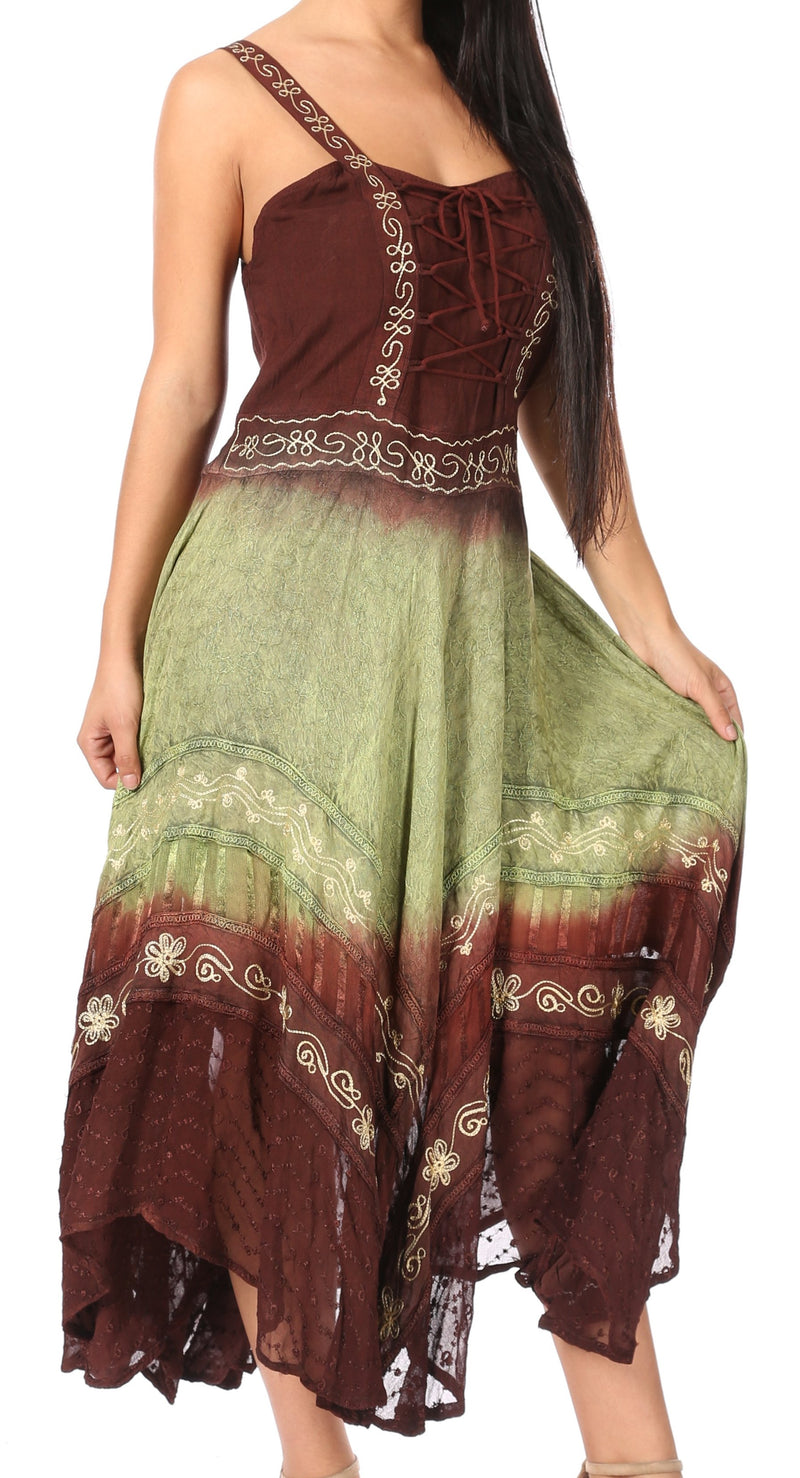 Sakkas Shauna Women's Sleeveless Long Maxi Corset Casual Summer Dress Adjustable