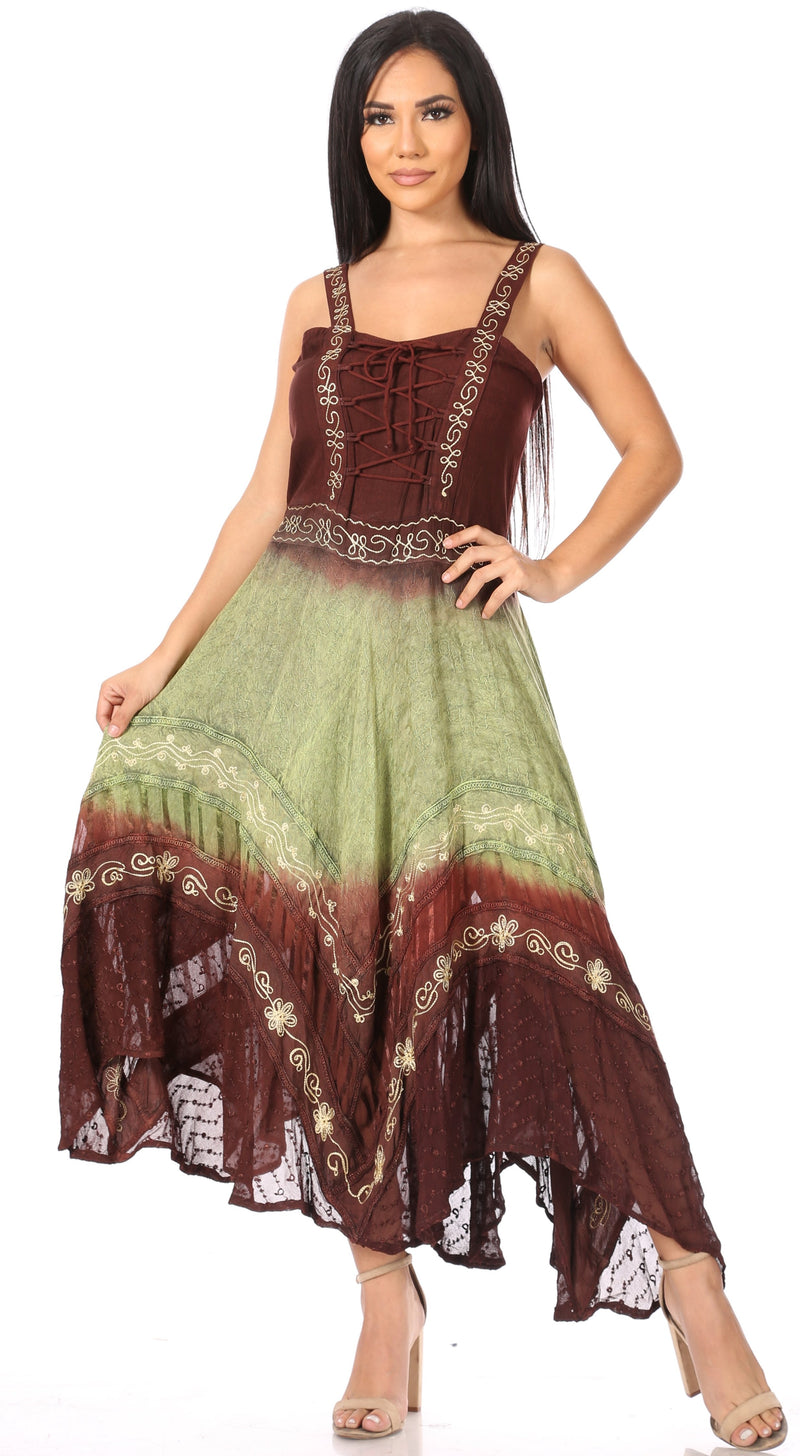 Sakkas Shauna Women's Sleeveless Long Maxi Corset Casual Summer Dress Adjustable