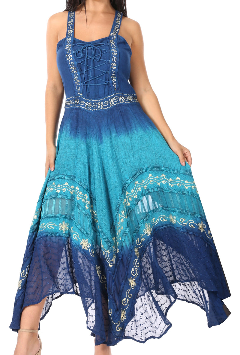 Sakkas Shauna Women's Sleeveless Long Maxi Corset Casual Summer Dress Adjustable