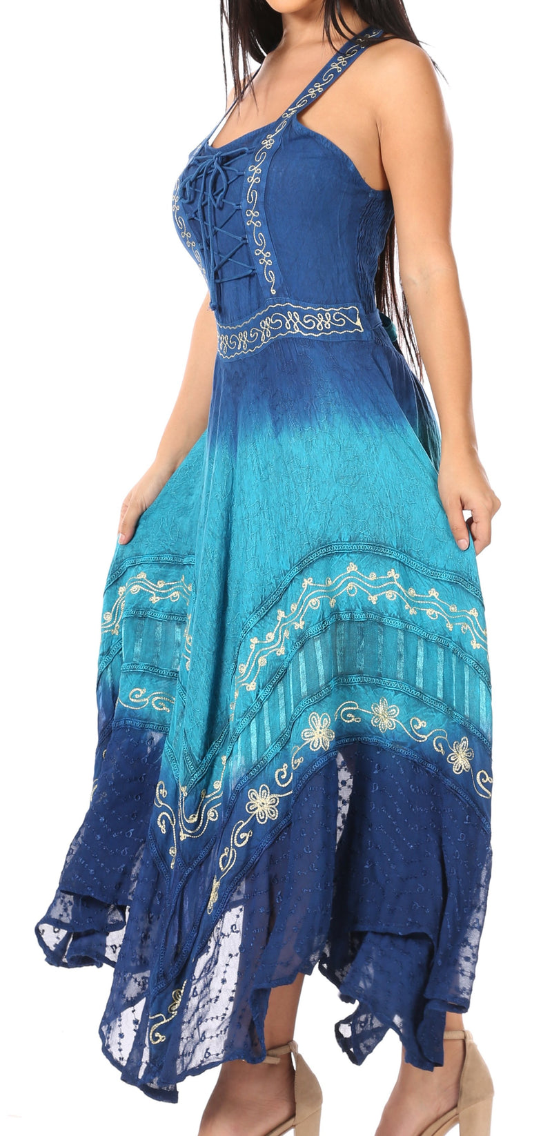 Sakkas Shauna Women's Sleeveless Long Maxi Corset Casual Summer Dress Adjustable
