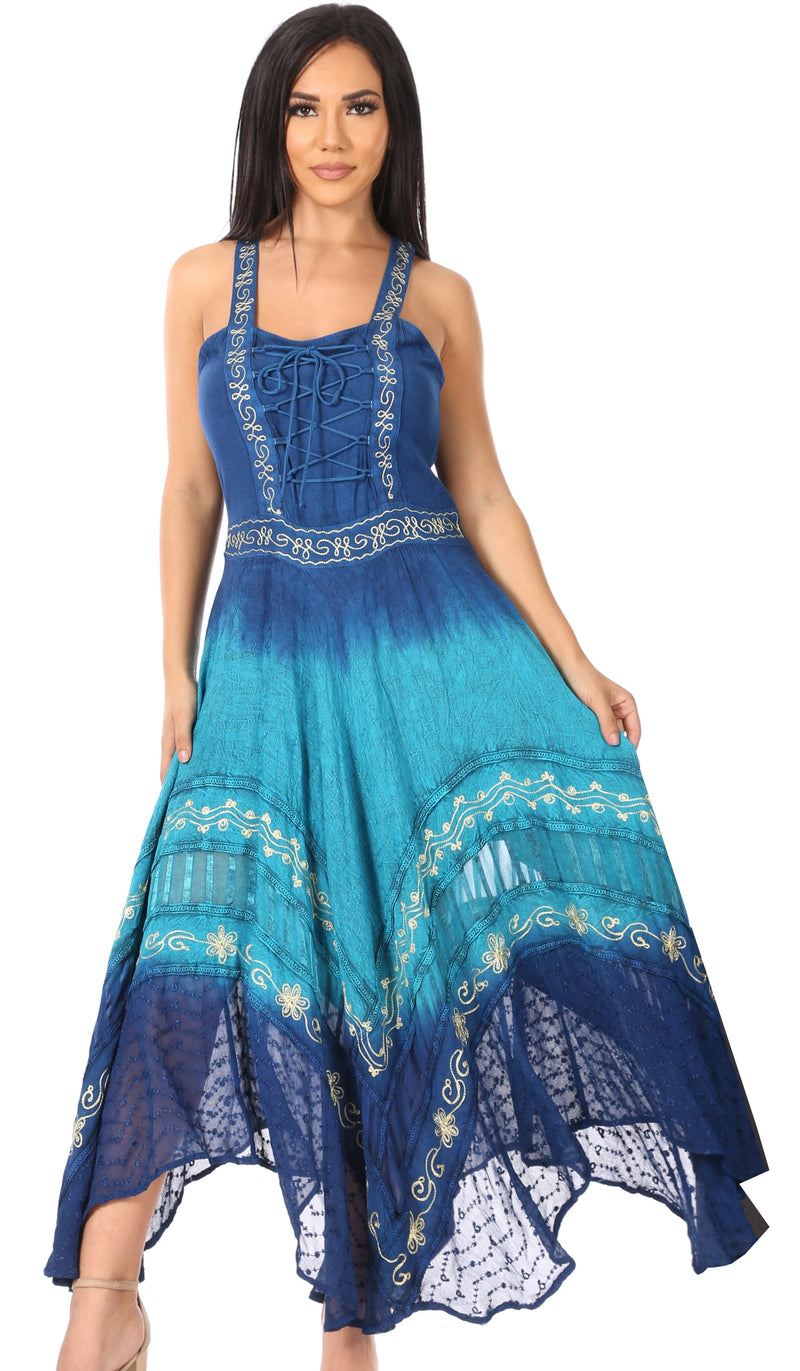 Sakkas Shauna Women's Sleeveless Long Maxi Corset Casual Summer Dress Adjustable