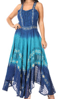 Sakkas Shauna Women's Sleeveless Long Maxi Corset Casual Summer Dress Adjustable#color_NavyTurq