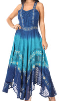 Sakkas Shauna Women's Sleeveless Long Maxi Corset Casual Summer Dress Adjustable#color_NavyTurquoise