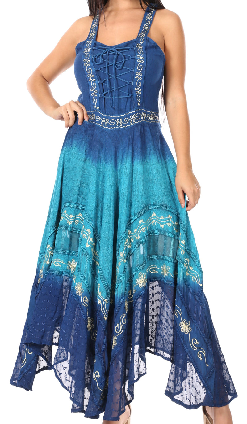Sakkas Shauna Women's Sleeveless Long Maxi Corset Casual Summer Dress Adjustable
