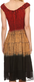 Sakkas Balayga Ombre Tie Dye Batik Adjustable Ruffle Tank Top Sleeveless Dress