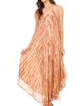 Sakkas Kara Long Draped Sleeveless Marbled Caftan Dress / Cover Up#color_Bittersweet
