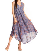 Sakkas Kara Long Draped Sleeveless Marbled Caftan Dress / Cover Up