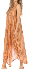 Sakkas Kara Long Draped Sleeveless Marbled Caftan Dress / Cover Up