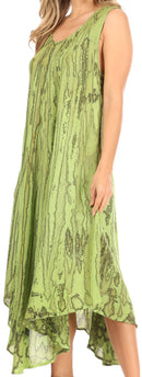Sakkas Kara Long Draped Sleeveless Marbled Caftan Dress / Cover Up