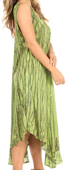 Sakkas Kara Long Draped Sleeveless Marbled Caftan Dress / Cover Up