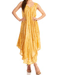 Sakkas Kara Long Draped Sleeveless Marbled Caftan Dress / Cover Up#color_Goldenrod 