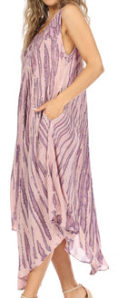 Sakkas Kara Long Draped Sleeveless Marbled Caftan Dress / Cover Up