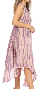 Sakkas Kara Long Draped Sleeveless Marbled Caftan Dress / Cover Up