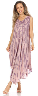 Sakkas Kara Long Draped Sleeveless Marbled Caftan Dress / Cover Up