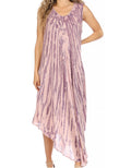 Sakkas Kara Long Draped Sleeveless Marbled Caftan Dress / Cover Up#color_Lilac