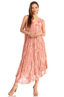 Sakkas Kara Long Draped Sleeveless Marbled Caftan Dress / Cover Up