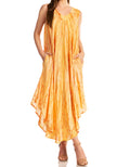 Sakkas Kara Long Draped Sleeveless Marbled Caftan Dress / Cover Up#color_Melon 