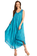 Sakkas Kara Long Draped Sleeveless Marbled Caftan Dress / Cover Up